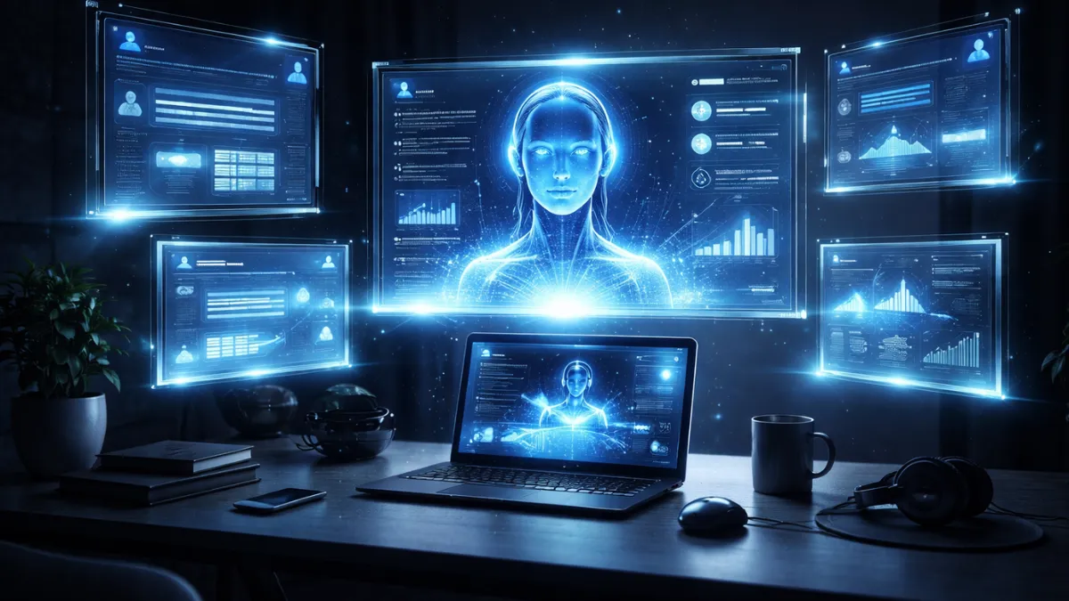 Best AI tools 2026 — holographic interface comparison for beginners and professionals